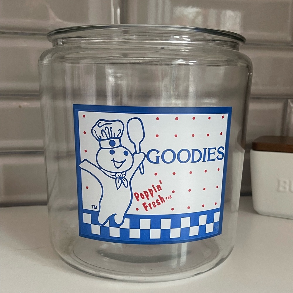 Vintage Pillsbury Poppin Fresh cookie jar glass
